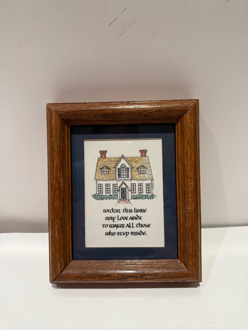 Vintage Framed Cross Stitch Cottage Blessing Within This Home May Love Abide